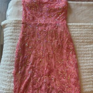 Pink and Gold Sequin Dress